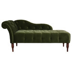 Jennifer Taylor Home - Samuel Velvet Tufted Chaise Lounge, Right-Arm Facing, Olive Green Performance Velvet - Bring a classic glamorous accent to any space with the Samuel Chaise Lounge Collection by Jennifer Taylor Home. The rolled back, curved arm, and tufted seat are traditional details that come together for a lovely accent seating piece wherever you need additional seating. Perfect at the end of your bed or for a reading nook, under a window, or at an entryway.