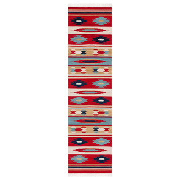 Safavieh Kilim Klm712A Southwestern Rug, Beige/Red, 2'3"x9'