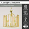 Calliope 8-Light Chandelier, Antique Cream Metal Finish, Wood Beading, Hardwire
