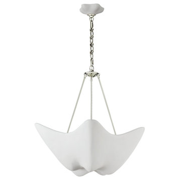 Cosima Medium Chandelier in Polished Nickel with Plaster White Shade