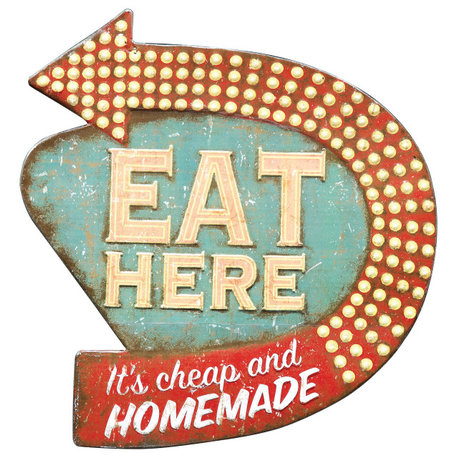 Tin "Eat Here" Retro Wall Decor