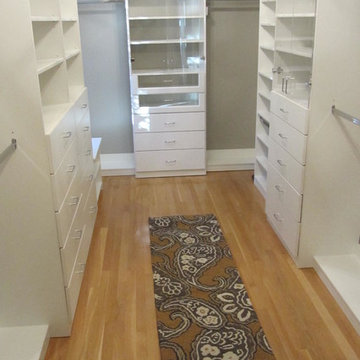 White & Lucite Walk-In Closet