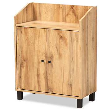 Cullan Modern Contemporary Oak Brown Wood 2-Door Entryway Shoe Storage Cabinet