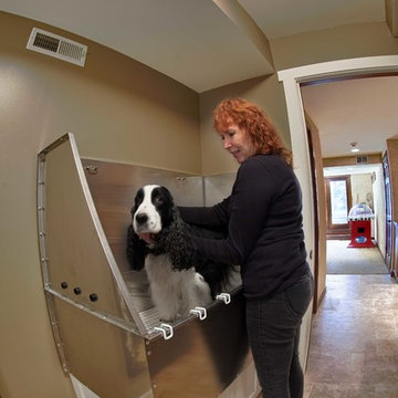 Dog Washing Room With Heated Porcelain Tile Floor