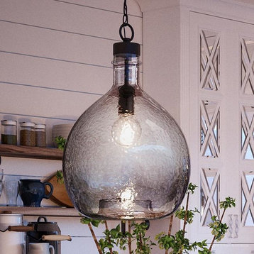 Luxury Modern Farmhouse Pendant Light, Hobart Series, Charcoal