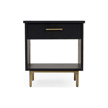 Munro Leather Nightstand, Leather: Amber, Brass