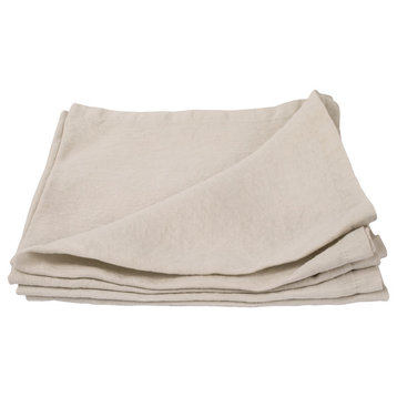 Stone Washed Linen Napkins, Set of 4, Silver, 53x53cm