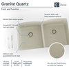 R3-1007-CAR Double Equal Bowl Composite Granite Sink, Carbon, Strainer/Flange, C