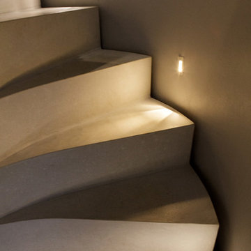 LED lighting washes the stairs