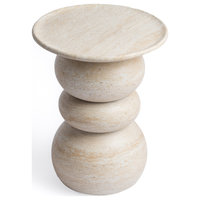 Studio London Elegant Silfi Travertine Effect Stool for Modern Home Bedroom