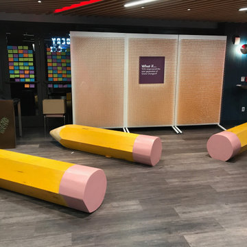 Trade Show items pencil wall, pencil benches
