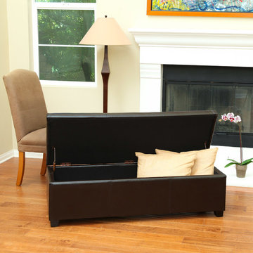 Contemporary Living Space featuring Chocolate Brown Storage Ottoman