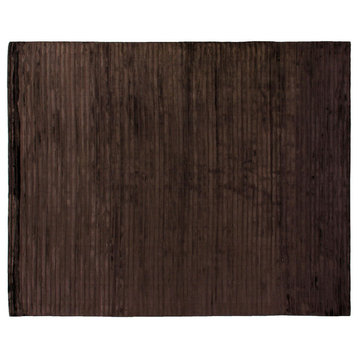 High Low Hand-Loomed Viscose and Cotton Chocolate Area Rug, 9'x12'