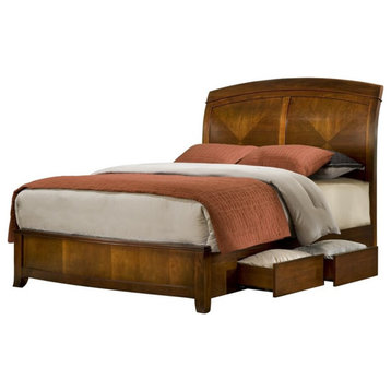 Modus Brighton Twin Soild Wood Sleigh Storage Bed in Cinnamon