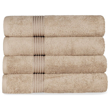 4 Piece Egyptian Cotton Solid Bathroom Bath Towel Set, Taupe