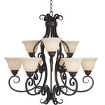 Maxim Lighting International - Manor 9-Light Chandelier, Oil Rubbed Bronze - Shed some light on your next family gathering with the Manor Chandelier. This 9-light chandelier is beautifully finished in oil rubbed bronze and will match almost any existing decor. Hang the Manor Chandelier over your dining table for a classic look, or in your entryway to welcome guests to your home.