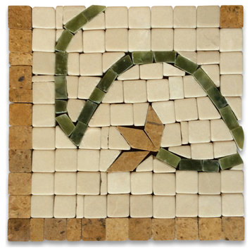 Marble Mosaic Border Decorative Accent Tile Edera Antique 4x4 Tumbled, 1 piece