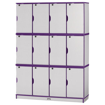 Rainbow Accents Stacking Lockable Lockers -  Triple Stack - Purple