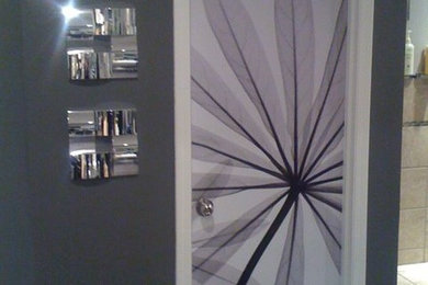 Powder room - contemporary powder room idea in Edmonton