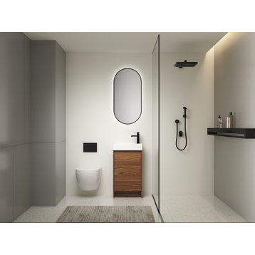 BNK Small Size Bath Vanity, Sink,Freestanding Design, Brown Ebony