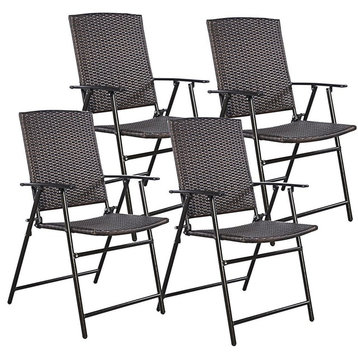 Modern Rattan Folding Chair Set of 4