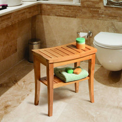 Bamboo Shower Seat Bench with Storage Shelf. - Products