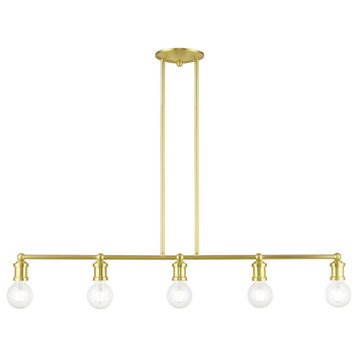 Lansdale 5 Light Satin Brass Large Linear Chandelier