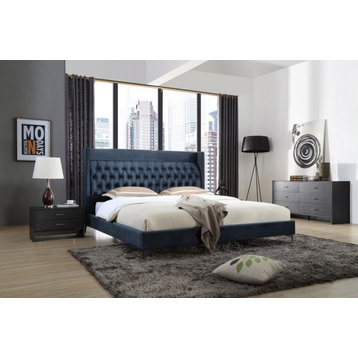 Ozzie Blue Fabric Bed, King
