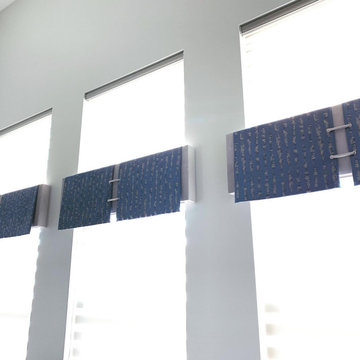 Valances, motorized shades and pillows for a Plainfield IL residence