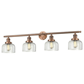 Innovations Large Bell 4-Light Dimmable LED Bathroom Fixture, Antique Copper