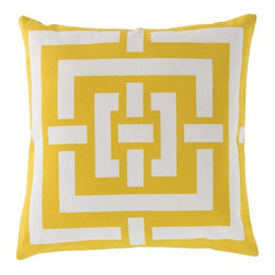 Mustard and Ivory Geometric Design Pillow by Surya - Decorative Pillows