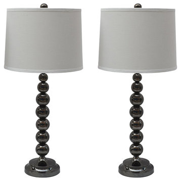 Set of 2 Stacked Ball Table Lamps, Black Nickel