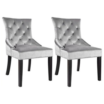 Atlin Designs Tufted Accent Chair in Gray (Set of 2)