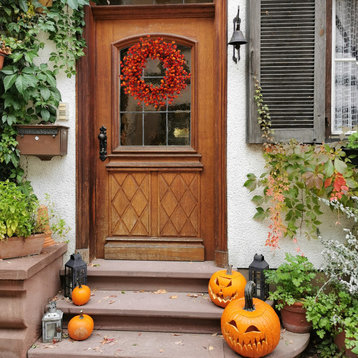 22"  Realistic Hawthorn Fall Wreath Front Door Fall Decor, Set of 1