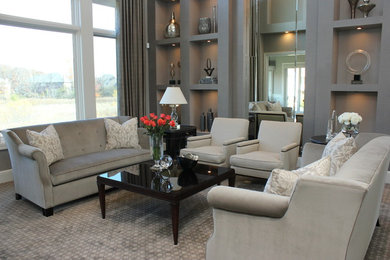 Inspiration for a transitional living room remodel in Detroit