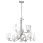 Craftmade - Bolden 9-Light Transitional Chandelier in Brushed Polished Nickel - Bold clean lines with your choice of clear seeded or white frosted glass shades complement the graceful shapes of the Bolden collection setting the stage for a look that is luxurious and effortless.  This light requires 9 , . Watt Bulbs (Not Included) UL Certified.