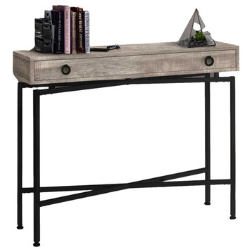 HomeRoots 32.5" Taupe Reclaimed Wood Particle Board Accent Table With Black Legs
