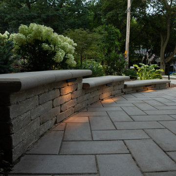 Front Entrance Transformation with Retaining Walls & Lighting