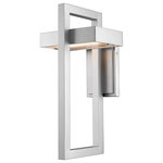 Z-Lite - Z-Lite 566B-SL-LED Luttrel 1 Light Outdoor Wall Sconce in Silver - An artfully constructed blend of open rectangles creates a truly modern effect that enhances any outdoor space. This one-light outdoor wall sconce brings the beauty of silver finish aluminum and lovely frosted glass to a patio space or structural wall.