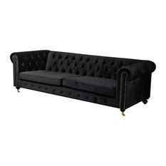 Black And Gold Sofas Houzz Pangea Home Claire 3 Seater Sofa With Gold Legs Black Sofas