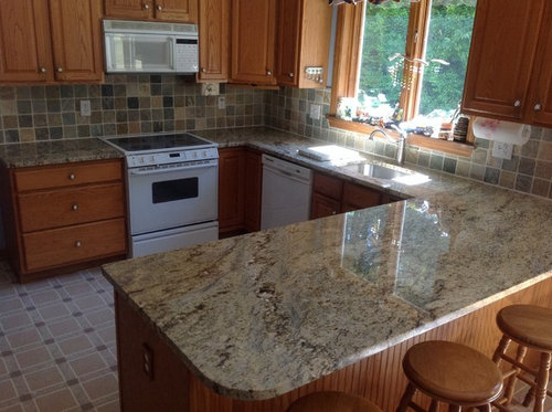 Flooring Help Yellow River Granite Golden Oak Cabinets Slate