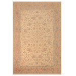 Bareens Designer Rugs - Bohemian Chic Ziegler Krystyna Beige Brown Wool Rug - 9'11'' x 13'9'' - A Persian influenced Turkish hand knotted rug made by skilled artisans capable of creating the most exceptional vegetable dyes and hand-spun New Zealand wool. This gorgeous one of a kind Peshawar Kafkaz handmade rugs is also known as a Chobi Ziegler Rug. This gorgeous rug is extremely versatile and is famous for its pleasing color palette and informal design that works in a myriad of interiors. It has been expertly hand-tied, finished, sun-dried, and can contain up to 1.5 million knots. It takes 4 skilled artisans to hand knot this rug nine to twelve months to complete this piece of art. The invigorating colors and patterns in this rug will give your home an elegant and fresh appearance. While drawing upon the coloring and patterns of antique rugs, contemporary Peshawar pieces incorporate modern design motifs and feature vibrant color tones. Give your room a luxurious look and feel with this beautiful rug with gorgeous color pallet. The intricate design allows this oriental rug to create a royal ambience in any d�cor. Hand knotted construction and natural fibers gives this rug soft feel under your feet.