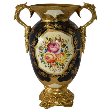 Floral Amphora Designed Decoration Resin Vase Size: 14" x 10" x 18"H