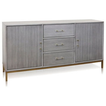 Milano Sideboard Fluted Front Panels Sheen Slate Gray Finish
