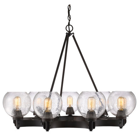 Golden Lighting 4855-9 RBZ-SD Galveston 9 Light Chandelier, Rubbed Bronze