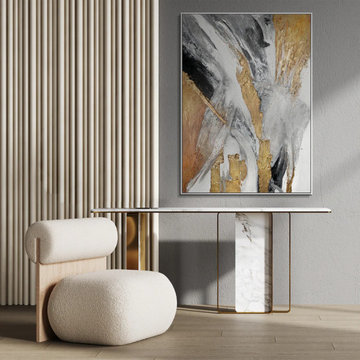Wall painting for living room in frame "Golden Symphony"