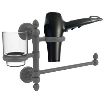 Waverly Place Hair Dryer Holder and Organizer, Matte Gray