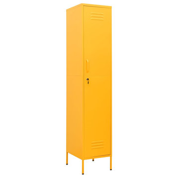 vidaXL Metal Storage Cabinet Storage Locker Organizer Mustard Yellow Steel