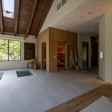 Custom Home Gym Hemlock Sauna and Himalayan Salt Wall in Rancho Santa Fe