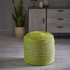 Noble House Rococco Handcrafted Modern Fabric Ottoman Pouf in Green
